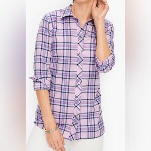 Talbots Purple Plaid Button Down Shirt